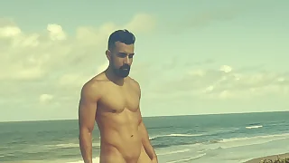 Nudist Beach - Dan naked and hard jerking off on the beach teaser